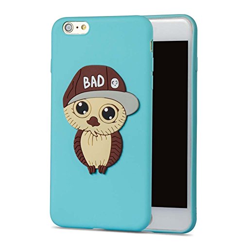 Aeeque® Ultra Mince Coque de Protection TPU Silicone 3D pour Téléphone Portable iPhone 6S Plus avec Motif Garçon Hibou Design Anti Choc Protecteur Bleu Clair Housse Rigide pour iPhone 6 Plus/6S Plus 5.5"