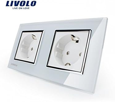 Double Outlet livolo EU Plug Electric 2 Pin + Earth Connector Screw 16 A White