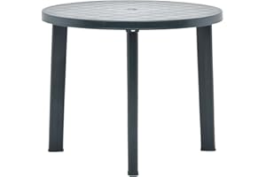 ‎VIDAXL vidaXL Gartentisch Witterungsbeständig Terrassentisch Balkontisch Esstisch Bistrotisch Tisch Kunststofftisch Rund Grün 89cm Kunststoff