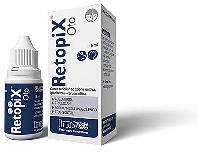 Innovet Retopix Oto Gocce auricolari ad azione lenitiva, igienizzante e ceruminolitica per cani e gatti - Confezione con flacone contagocce 15 ml