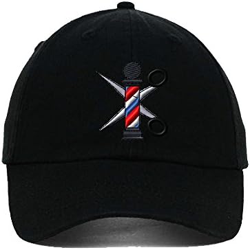 Feruch Barber Pole Scissors Embroidered SOFT Unstructured Adjustable Hat Cap Black