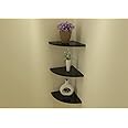 MARGOUN 3-Tier Corner Shelf Floating Wall Mount, Quarter Round Storage Shelves Corner Organizer for Bathroom Kitchen Bedroom Living Room (40 cm, black)