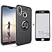 Price comparison product image SHYHONG compatible Huawei P20 Lite Case+5D Tempered Glass Silicone TPU Phone Case With 360°rotating support and magnetic metal housing Anti-Shock Bumper Cover(Black+Black)
