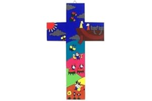 CRUZ Wood Cross. 15 cms Christening Gift. Confirmation Gift. Baptism Gift.Confirmation Present.Fair Trade Cross. Noah's Ark Cross. Child's Cross