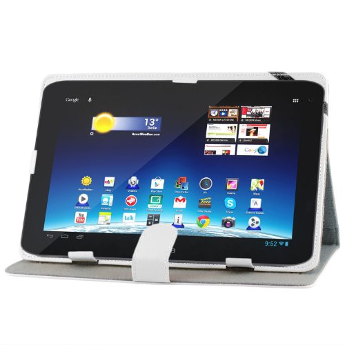 iProtect Kunstleder Tasche für MEDION LIFETAB Schutz Hülle Case mit Stylus PEN für E10316 MD98516 10,1 Zoll weiß - 4