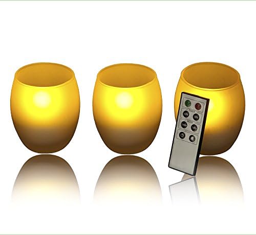 Frostfire Mooncandles Frosted Glass Candles with Remote Control, Set of 3