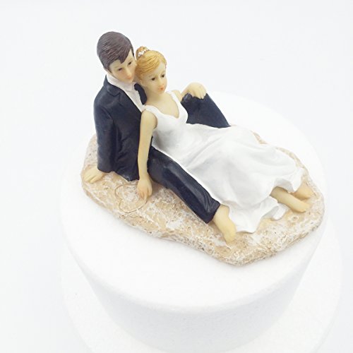 E-muse Faulenzen am Strand Braut und Bräutigam Hochzeits-Tortenfigur Cake Topper die Hochzeitstorte - 3