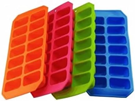 THUKRAL HAULAGE LIMITED Splash Soft Silicone Ice Cube Tray Ice Cream Compartments Container High Quality Strong Flexible BPA Free Multi Coloured Assorted