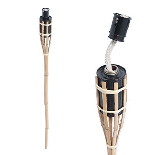 Ectxo 18 x Bambusfackel Gartenfackel Bambus Fackel Gartenfackeln 90cm mit 1 Liter geruchsloses Lampenöl hochgereinigt - 3