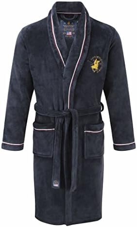 SANTA MONICA Men's Plain Supersoft Bath Robe Dressing Gown Black Med