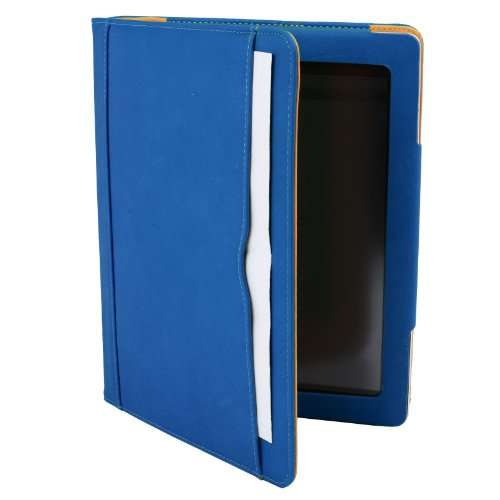 Madcase Apple iPad 4 / 3 / 2 Smart Case Etui Faux Ledertasche Hülle mit Auto Schalf und Wach Sleep-Funktion inkl. Displayschutzfolie und Stylus Touch stift – Blau / Beige - 6