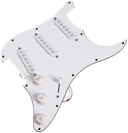 Musiclily Guitar 3 Single Coil Loaded Prewired Pickguard Set SSS Plain for Fender Strat Stratocaster Guitar Parts, White