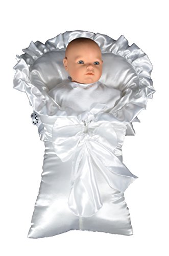 Taufkissen Steckkissen Kissen für Taufe Baby Hörnchen Atlas - 2