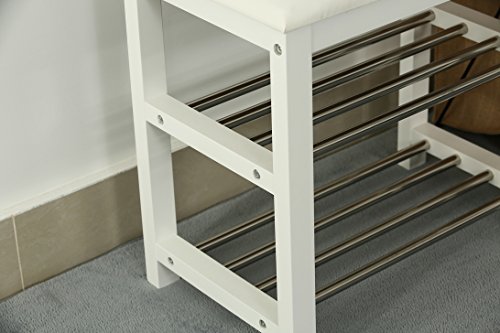 Orolay Schuhbank Sitzbank Schuhregal Schuhschrank Schuhtruhe Badregal Weiß - 5