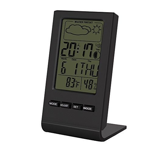 Digital Thermometer Bengoo Thermo-Hygrometer Digital Hygrometer Uhr Wetterstation mit LCD-Anzeige Wecker Kalender Display Alarm schlummerfunktion Wettervoraussage Funktion. - 8