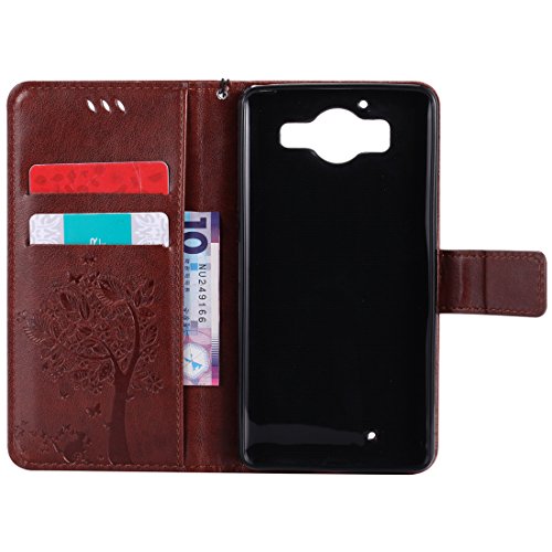 Nancen Tasche Hülle für Microsoft Lumia 950 (5,2 Zoll) Flip Schutzhülle Zubehör Lederhülle mit Silikon Back Cover PU Leder Handytasche im Bookstyle Stand Funktion Kartenfächer Magnet Etui Schale - 3