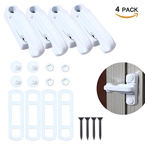 Preisvergleich Produktbild edealing 4pcs Schärpe-Störsender, Sicherheitsschlösser für PVC / Fenster und Tür-Zink-Aluminiumlegierung-Tür-Fangen Weiß