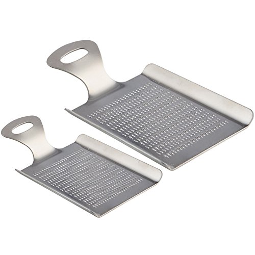 COM-FOUR® 2-teiliges Küchenreibenset aus rostfreiem Edelstahl für Ingwer, Muskatnuss, Knoblauch und andere Gemüse und Gewürze