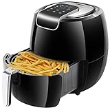 AUKUYEE Heißluftfritteuse, Fritteuse Ohne Fett, Heißluftfritteuse Ohne Öl, Air Fryer, 5.3L, 1800W,XL, Multifunktional, digitalem Touch Display, Rezeptheft (Schwarz)