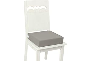 Coussin Rehausseur Chaise Enfant Portable Réhausseur Coussin De Siège, Fansu Eponge Confortable Coussins avec Longue Sangle pour Siège Chaises Hautes Chaises de Jardin (Carré gris,32x32x8cm)