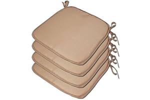 LB Luxury Garden, Dining Chair Foam Cushions Tie On Seat Pads in set of 2,4,6 or 8 (LATTE, PACK OF 6)