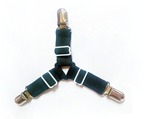 Angelkiss 4St. Verstellbare Elastische 3-Way Betttuchspanner Triangle Bettlakenspanner Spannbetttuch Halter Spanner mit Metallklammern für Bettlaken - 2