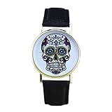 SAMGU Frauen Uhren Quarz Uhr Art und Weiseschädel Uhren Damen Herrenuhr Sportuhr Skull Watches Farbe schwarz