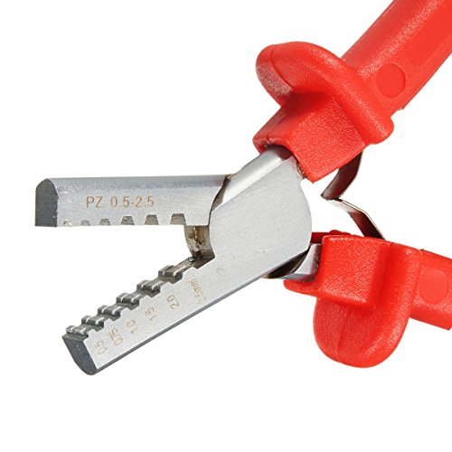 BABAN Mini Crimpzange Aderendhülsen Zange Kabelschuhe Presszange Quetschzange Rot 0.5-2.5mm² - 3