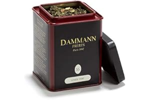 PASSERINI PASTICCERIA A MILANO DAL 1919 Dammann Soleil Vert 16 - Tè verde dalla Cina, olio essenziale di arancia rossa, buccia d'arancia, 100 grammi, Dammann Frères