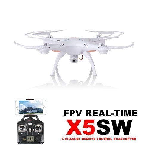 WayIn Syma X5SW Explorers WiFi FPV Tempo Reale RC Quadricottero 6 assi Flip 3D Volo UFO RTF Bianco + FreeGift Batteria 3.7V 600mAh