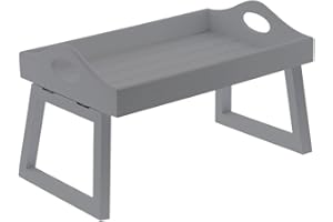 KAM LABELZ Wooden Sofa Couch Arm Tray| Snack Serving Tray| Clip-on Sofa Armrest| Chair Arm Rest| Remote Control Holder Organiser| Foldable Sofa Tray| Fits Over Square Chair Arms -30 X 20 cm (Grey)