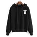 Produktbild refulgence Frauen Tops Ananas Print Fashion Kapuzenpullover Spring Fall Uni Schwarz Kordelzug Sweatshirt