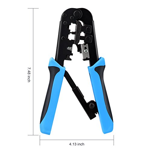 EIVOTOR Crimpzangen RJ 45 Handkrimpzange Doppelte Draht Crimpzange 8P 6P Klemmzange Abisolierzange Kabeltelefondraht Crimpzange RJ45 Kristall Crimpzangen Werkzeuge Kabelschuhe Tool Crimpwerkzeuge Kabelschuhzange für Abisolierung und Telefonleitung Druckleitung Strippen Schnittlinie - 2