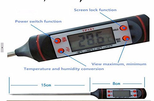 Keenest Digital LCD Haushaltsthermometer küchen Einstichthermometer für Kochen Küche Lebensmittel Fleisch BBQ Jam Wein Steak Candy (Schwarz） - 3