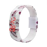Altsommer Männer Mädchen Ultradünn Sport Digital Uhr Wasserdichte Armbanduhr mit Bunter Blumen Muster Silikonarmband Junge Mädchen Uhr,LCD Digital Stoppuhr Datum für Damen Herren (A)