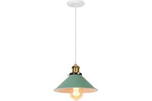 PETITES ECREVISSES Lámpara colgante Industrial Vintage 3 Luces Lámpara de Techo E27 Diseño Pantalla Metal 220mm Iluminación Colgante Verde para Comedor Cocina Dormitorio (una sola lámpara)