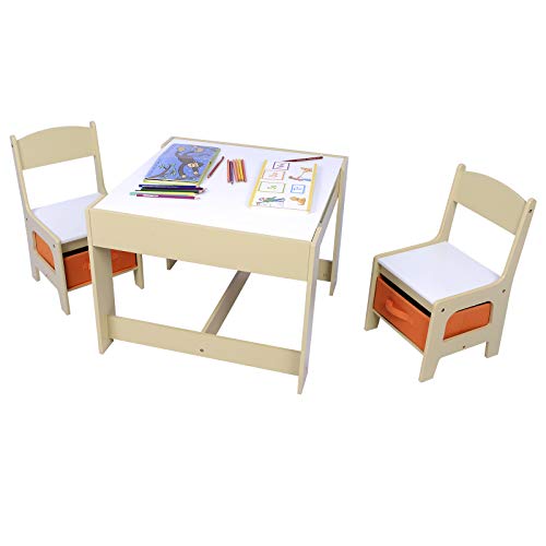1 Table D'enfant Avec 2 Chaises Pour Enfants D'âge Préscolaire Total 3 Pieces Chene