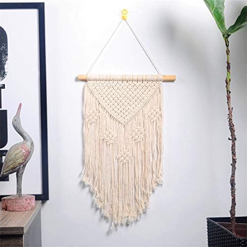 VJUKUBCUTE Macrame Fringe Boho Decor Shabby Chic Wall Hanging Wedding Backdrop Arch Window Covering Headboard Curtain Hanger Cotton Handmade Wall Art,40Cm W X 50Cm L