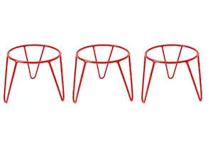 Rise Corp Round Iron Matka Planter Pot Stand for Home, Balcony, Garden Decor, Office/Floor Flower Plant Pot Stand Rack Holder- Pack of 3 (Red, 7 x 7 x 7 inch)