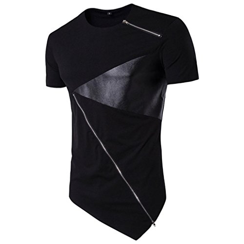 Kanpola Sport T-Shirt Herren Unregelmäßige Polyester Kurzarm Hedging Slim Fit Bluse für Jogging Yoga Männer Tops (S/46, E-Schwarz) Kanpola Sport T-Shirt Herren Unregelmäßige Polyester Kurzarm Hedging Slim Fit Bluse für Jogging Yoga Männer Tops (S/46, E-Schwarz)