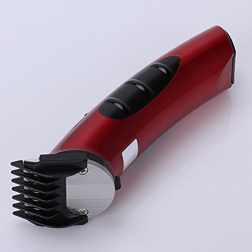 KYG Profi Elektrischer Haarschneidemaschine Haar Clipper Trimmer Haarschneider mit Ladestation und 5 Aufsätzen Rot/Schwarz - 9