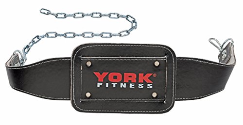 York Fitness - Cinturón con cadena para musculación, color negro