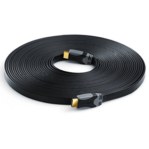 12,5m – Full HD ultraflaches HDMI Kabel 1.4a with Ethernet | neues Modell 2015 / Kabel 3 fach geschirmt / inkl. Stecker- und Kontaktschirmung | Full HD 1080p | 3D / ARC / CEC | 12,5 Meter - 3