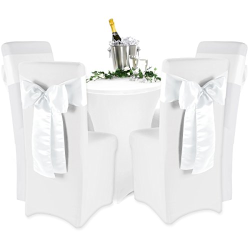 Gräfenstayn Stuhlschleife Louisa aus Satin 275×15 cm Satinschleife Schleifenband (Weiß) - 4