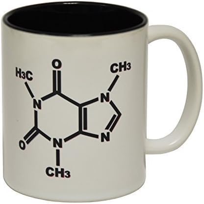 123t Mugs CAFFEINE CHEMICAL STRUCTURE Ceramic Slogan Cup With Black Interior - GIFT BOXED novelty funny