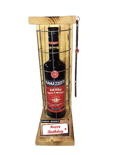 Happy Birthday - Eiserne Rerserve - Ramazzotti 0,70L mit Eisensäge - witziges, originelles Geschenk – Geburtstagsgeschenk - Männergeschenk - Frauengeschenk - Happy Birthday