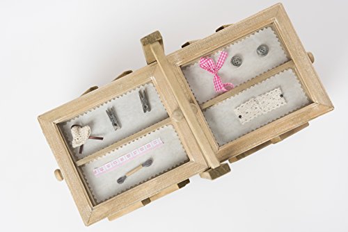 Nähkasten Nähbox Nähkästchen Nähkorb Natur Holz Nähset Nähzeug Vintage Shabby - 3