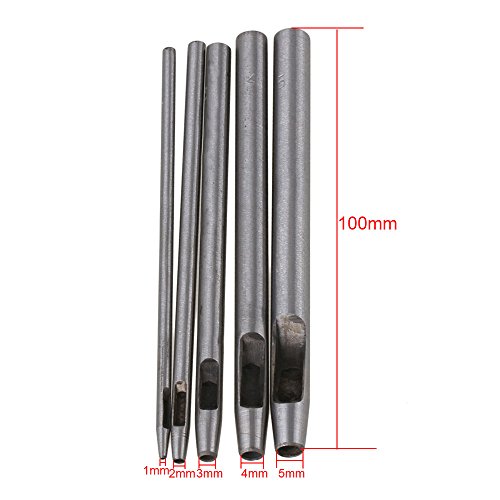 BQLZR Silber 1mm-5mm Heavy Duty Stahl Leder Hohl Loch Loch Making Gürtel Handwerk Cutter Tools Set von 5 - 4
