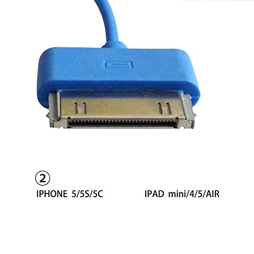 Sanka Ladekabel 4 in 1 USB Kabel Multi Mehrfach Adapter Kabel f¨¹r Phone 4 / 5 / 5S / 5C / 6 / 6+ , iPad 2 / 3 / 4, Samsung / Adapter-Blau - 2