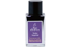 Jacques Herbin 16076JT - Un flacon d'encre pailletée or pour stylo-plume, roller, plume de verre et porte-plume 15 ml, Violet Impérial